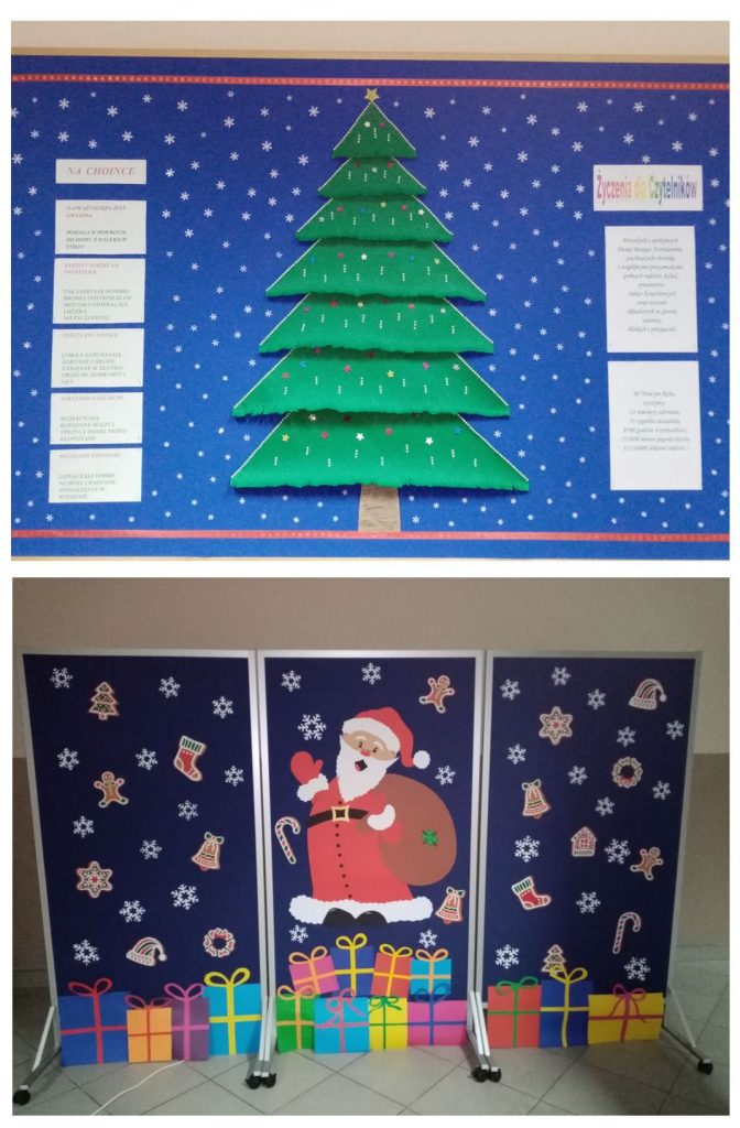 Gazetka prezentująca życzenia świąteczne, świąteczne dekoracje 