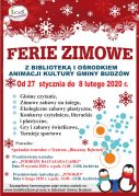 FERIE ZIMOWE 2020 W BIBLIOTECE I OŚRODKU ANIMACJI KULTURY GMINY BUDZÓW