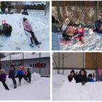 Uczestnicy konkursów i turniejów odbywających się podczas Ferii Zimowych - Aktywność na świeżym powietrzu, budowanie śniegowych rzeźb
