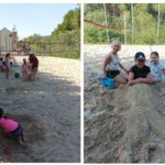 Dzieci biorące udział w konkursie na Najpiękniejszą budowlę z piasku