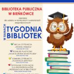Biblioteka. Lubię tu być. Tydzień Bibliotek 2025. Biblioteka Publiczna w Bieńkówce zaprasza do udziału w konkursach i warsztatach zorganizowanych w ramach Tygodnia Bibliotek. Akcja czytelnicza „Wiosna z książką”, konkurs plastyczny „Moja ulubiona bajka polska”, konkurs czytelniczy „Tajemnicza skrzynia”, spotkanie czytelnicze dla przedszkolaków „Przedszkolak w bibliotece”, spotkanie Klubu Przyjaciół Biblioteki „Zakładka do książki”. Prace konkursowe należy składać w Bibliotece Publicznej w Bieńkówce.