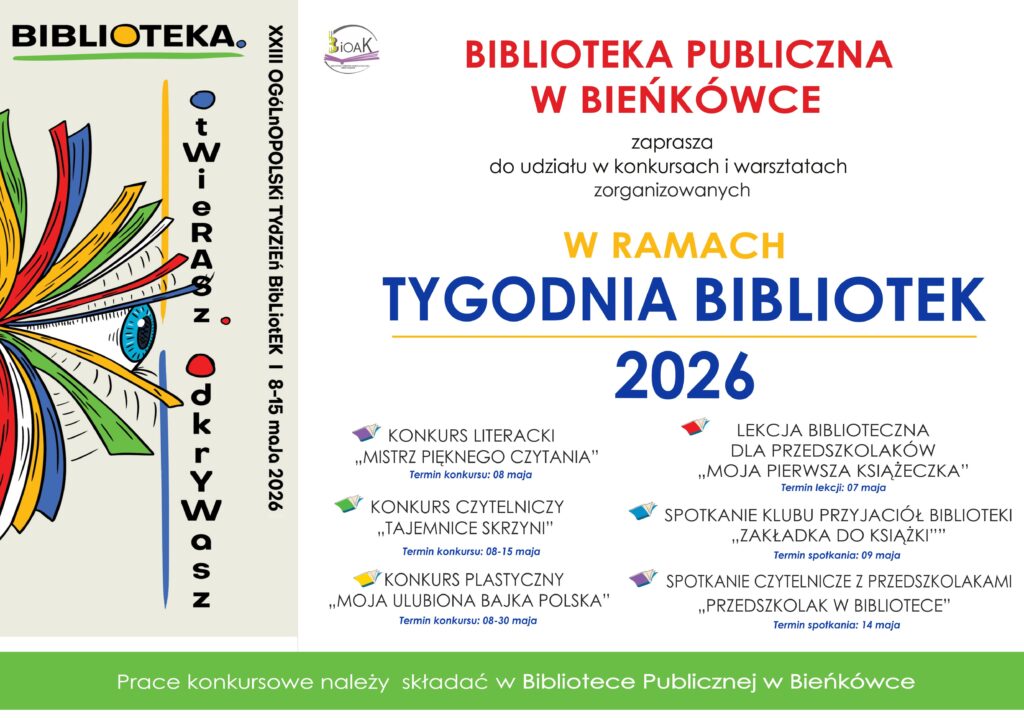 Tydzień Bibliotek 2026 w Bibliotece Publicznej w Bieńkówce - poprawiony
