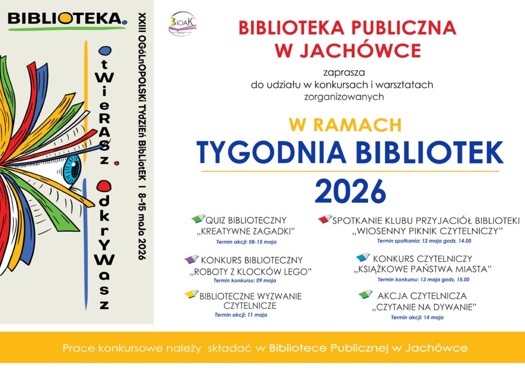 Tydzień Bibliotek 2026 w Bibliotece Publicznej w Jachówce - poprawiony